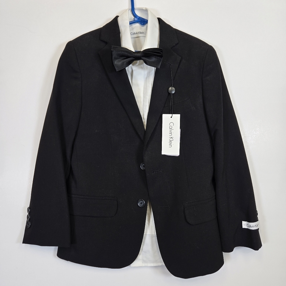 Calvin Klein Boys Formal Tuxedo Jacket Shirt & Tie Set sz 8 NWT